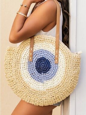 STRAW CIRCLE TOTE